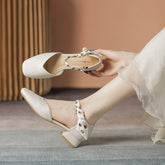 Tacones gruesos y suaves con punta cuadrada para mujer